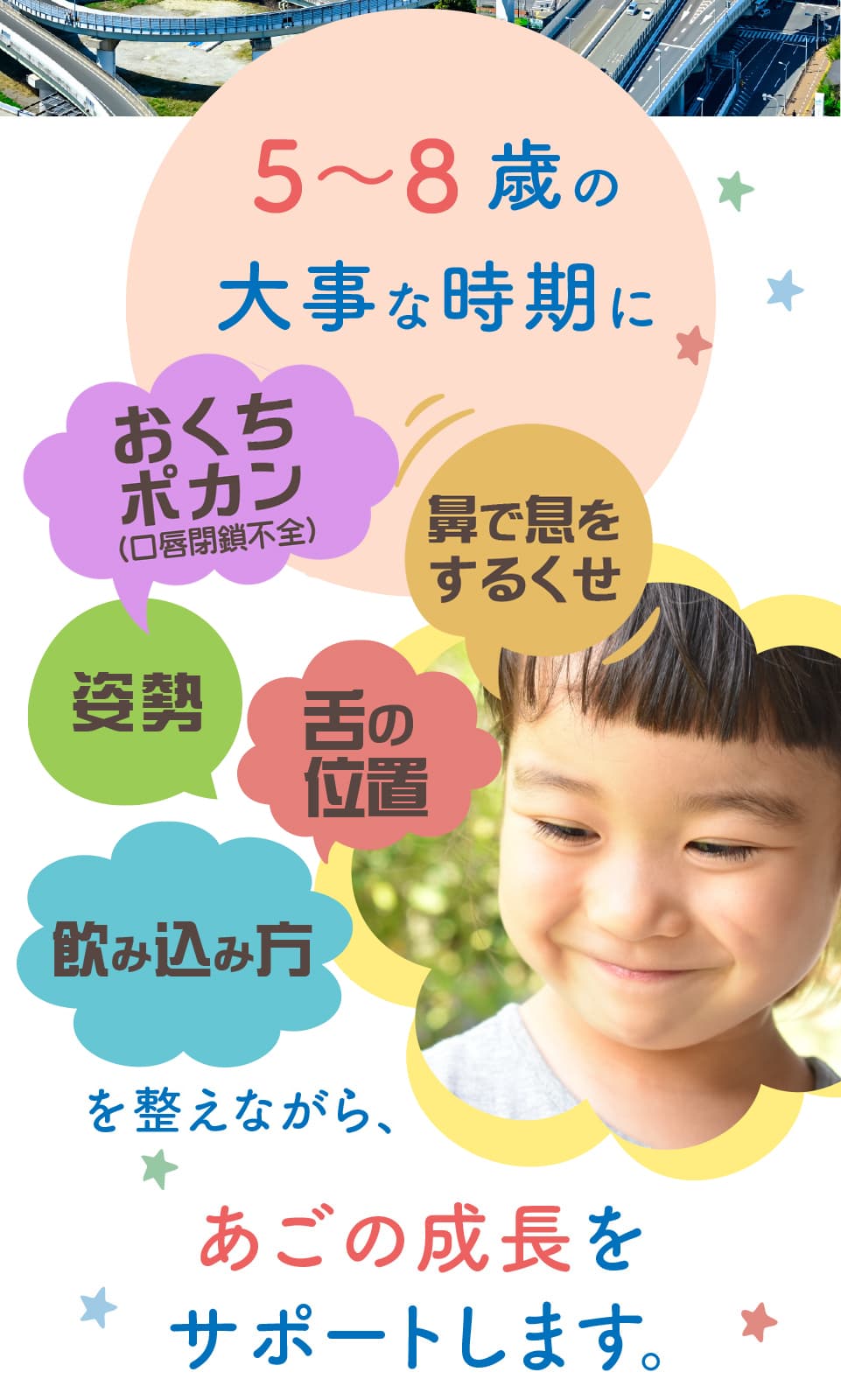 5〜8歳の大事な時期にあごの成長をサポートします。